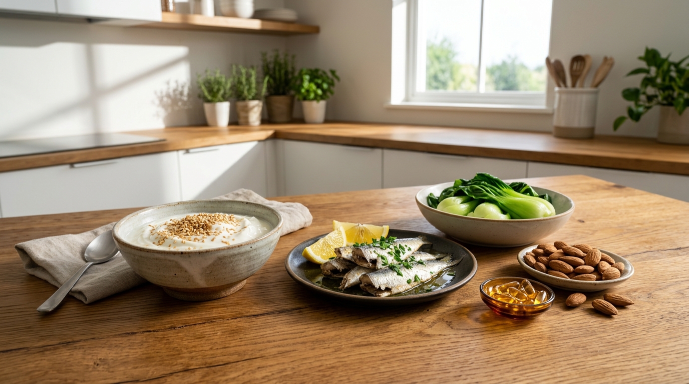 how to enhance calcium absorption after 40 whole food calcium sources sardines yogurt bok choy and D3 K2