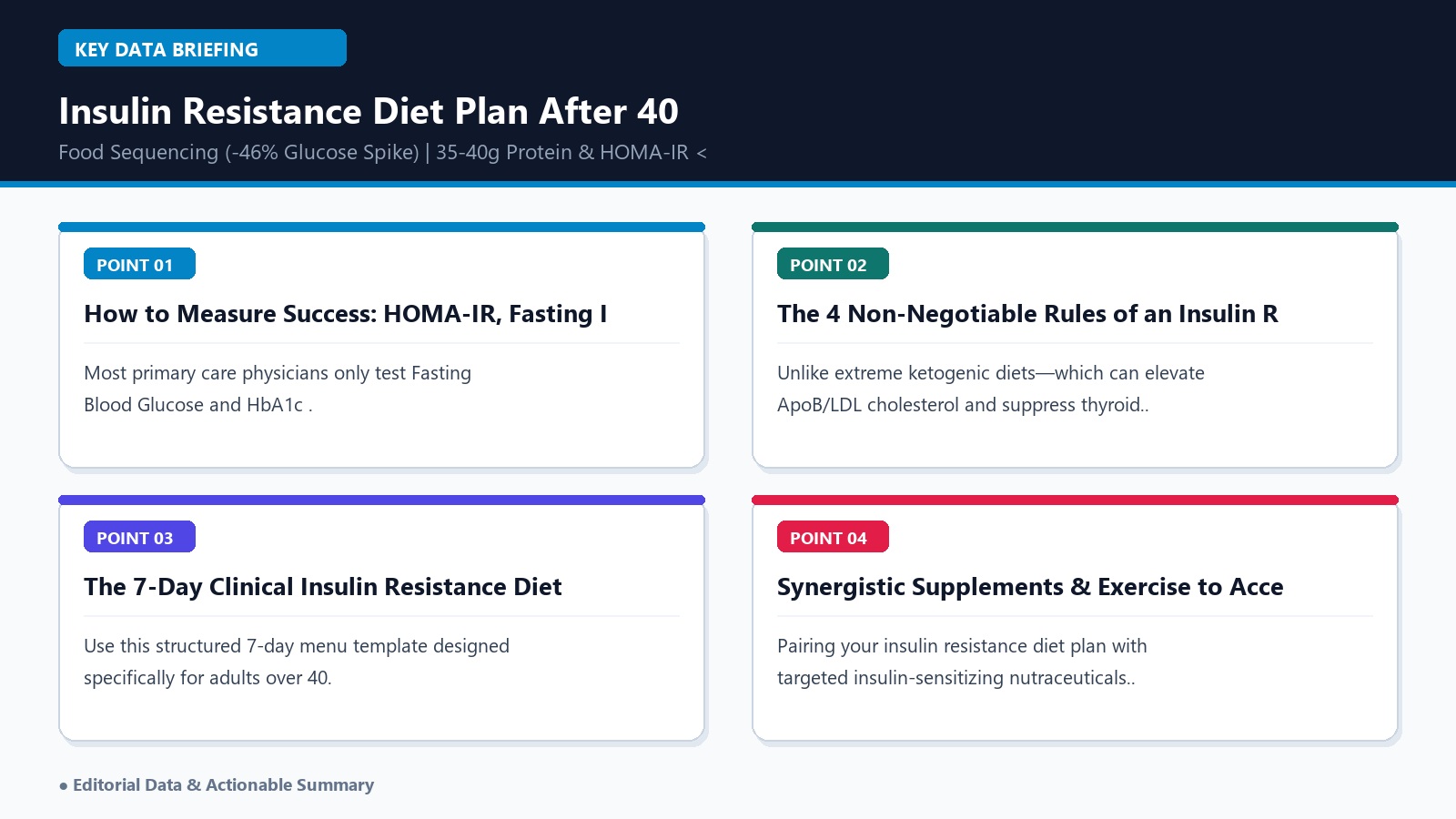 insulin resistance diet plan food sequencing and HOMA-IR reduction clinical infographic